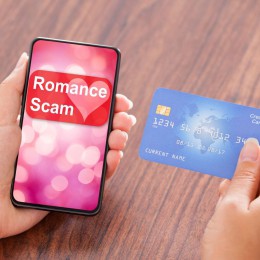 Romance scam image with debit card