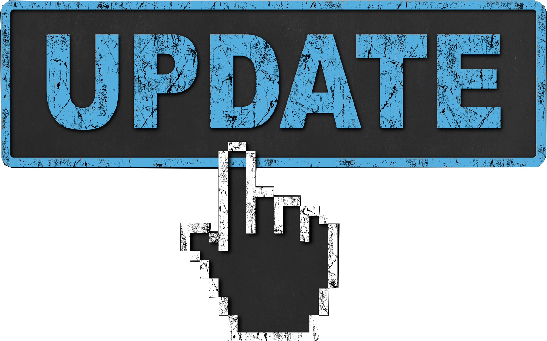 image of a hand icon clicking the word update